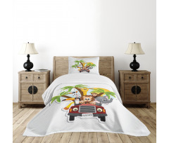 Zebra Toucan Lion Elephant Bedspread Set