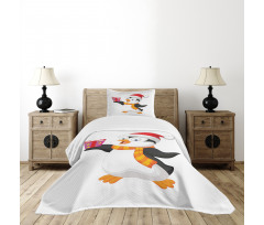 Friendly Penguin Character Bedspread Set
