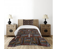 Colorful Typography Art Bedspread Set