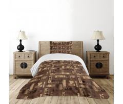 Cafeteria Typography Bedspread Set