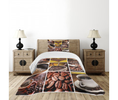 Coffee Photos Girds Bedspread Set