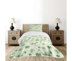 Sketch Style Palm Trees Bedspread Set