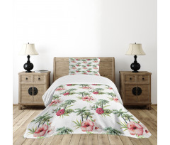 Palm Trees Hibiscus Bedspread Set