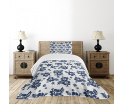 Monochrome Flower Art Bedspread Set