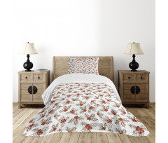 Holly Berries Leaves Bedspread Set