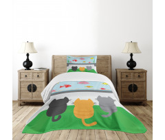 Cats Looking at Fishtank Bedspread Set