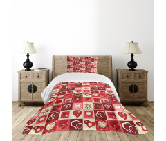 Valentines Day Theme Hearts Bedspread Set