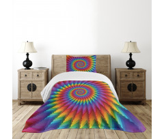 Vibrant Rainbow Spiral Bedspread Set