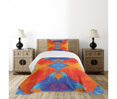 Contemporary Blue Orange Bedspread Set