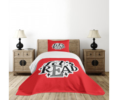 Motivational Phrase on Red Bedspread Set