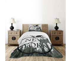 Cityscape Big Apple Motif Bedspread Set