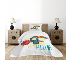 Toucan Bird with Hibiscus Bedspread Set