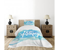 Pastel Blue Spring Theme Bedspread Set