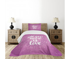 Valentines Floral Words Bedspread Set