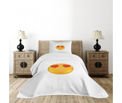 Cartoon Smiley Face Heart Bedspread Set