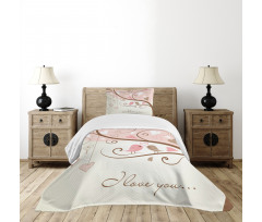 2 Birds Romance Motif Bedspread Set