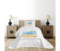 Window View Ocean Leaves Bedspread Set