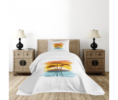 Exotic Palm Trees Sunset Bedspread Set