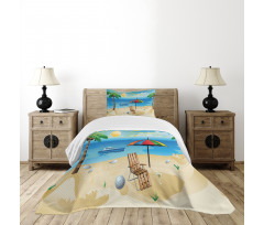 Cartoon Coast Pattern Bedspread Set