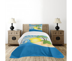 Sun Rays Tropical Island Bedspread Set