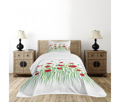 Flowers on a Rural Field Bedspread Set