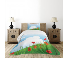 Idyllic Grassy Landscape Bedspread Set