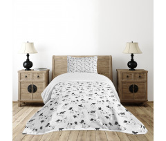 Sketch Style Terriers Bedspread Set