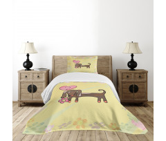 Colorful Dog Design Bedspread Set