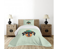 Hipster Dog and Hat Bedspread Set