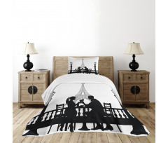 Couple in Dinner Paris Bedspread Set