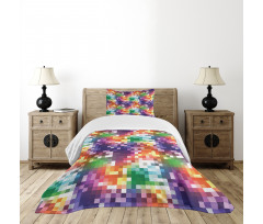 Rainbow Colored Square Bedspread Set