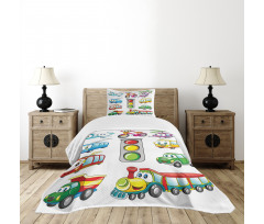 Cheerful Transportation Bedspread Set