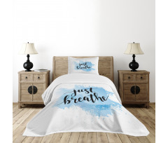 Phrase on Blue Bedspread Set