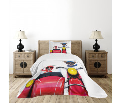 Funny Canine on Bike Bedspread Set