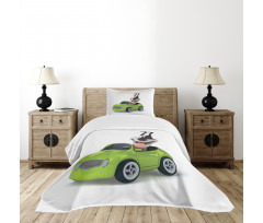 Fun Dog Sports Car Bedspread Set