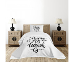 Monochrome Text Bedspread Set