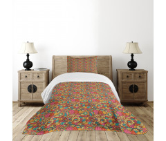 Colorful Floral Doodle Bedspread Set