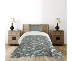 Horizontal Waves Dots Bedspread Set