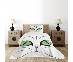 Siberian Cat Watchful Face Bedspread Set