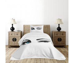 Flirty Young Woman Wink Bedspread Set