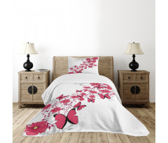 Flower Butterfly Bedspread Set