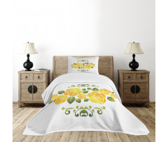 Roses with Swirl Frame Bedspread Set