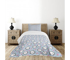 Cartoon Whales Hearts Bedspread Set