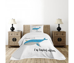 Hand Drawn Blue Whale Bedspread Set