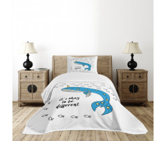 Blue Cartoon Whale Bedspread Set