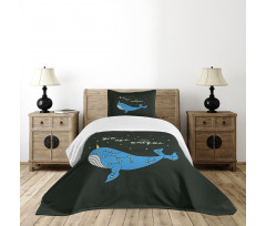 Cartoon Style Whale Bedspread Set