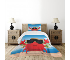 Crustacean Sunglasses Hat Bedspread Set