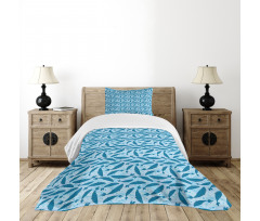 Big Blue Aquatic Animals Bedspread Set