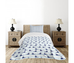 Blue Fish on Water Bedspread Set