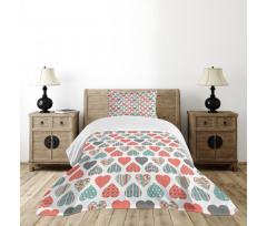 Retro Hearts Pattern Bedspread Set